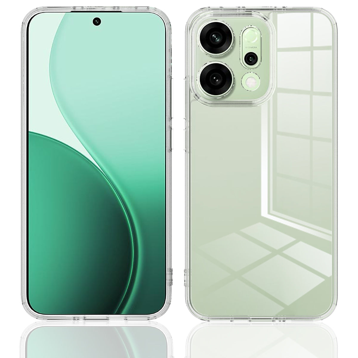 For Oppo Reno14 5G (Global) Clear Phone Case TPU+Acrylic Shockproof Phone Back Cover - Clear