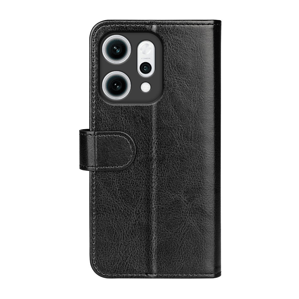 For Oppo Reno14 Pro 5G (Global) Case Crazy Horse Texture Stand Leather Phone Cover - Black