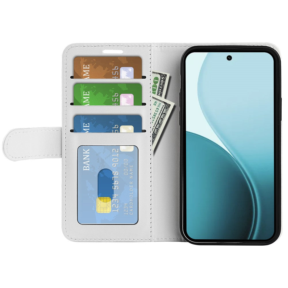 For Oppo Reno14 Pro 5G (Global) Case Crazy Horse Texture Stand Leather Phone Cover - White