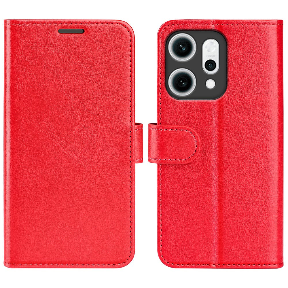 For Oppo Reno14 Pro 5G (Global) Case Crazy Horse Texture Stand Leather Phone Cover - Red