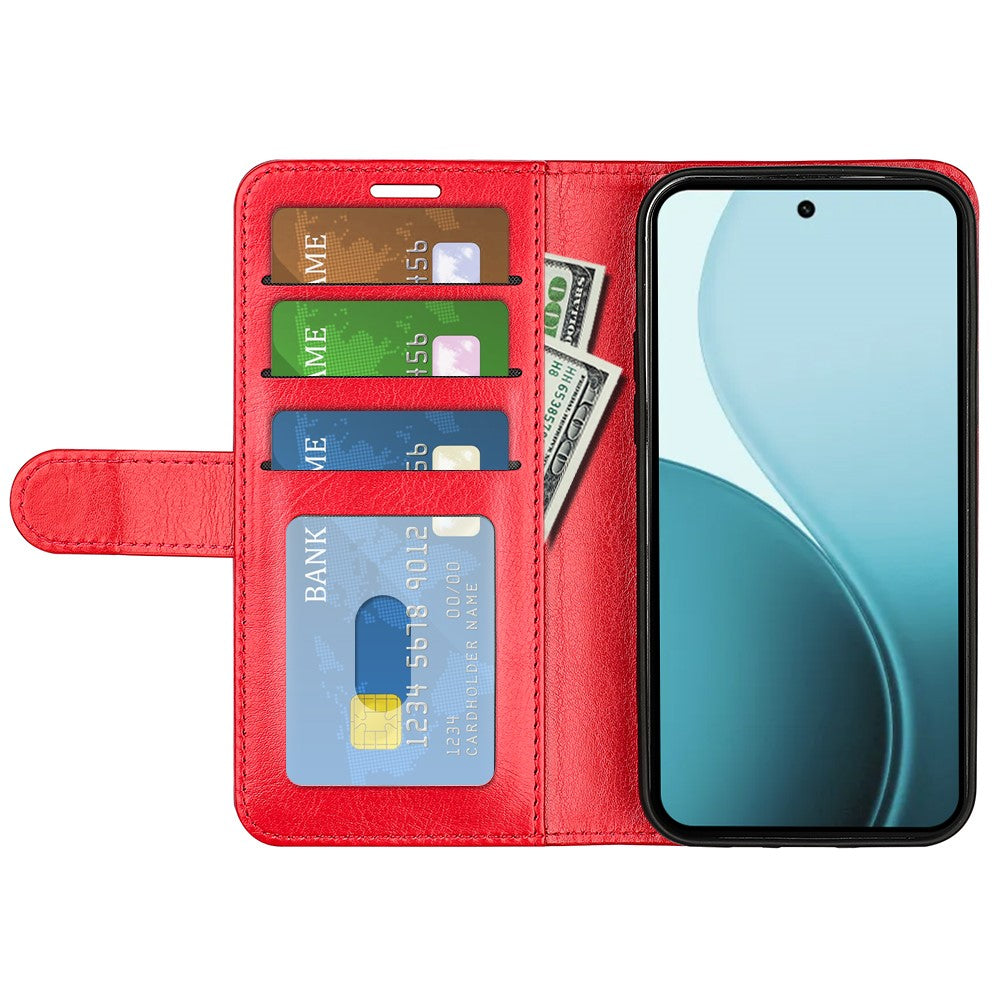 For Oppo Reno14 Pro 5G (Global) Case Crazy Horse Texture Stand Leather Phone Cover - Red