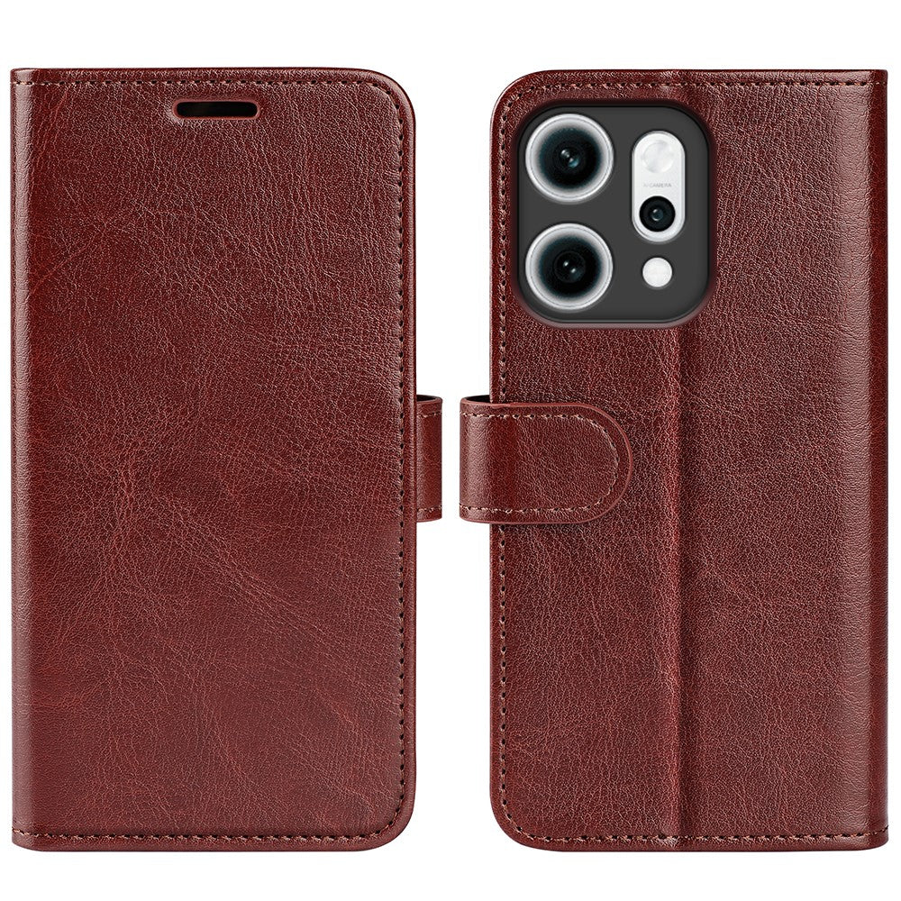 For Oppo Reno14 Pro 5G (Global) Case Crazy Horse Texture Stand Leather Phone Cover - Brown