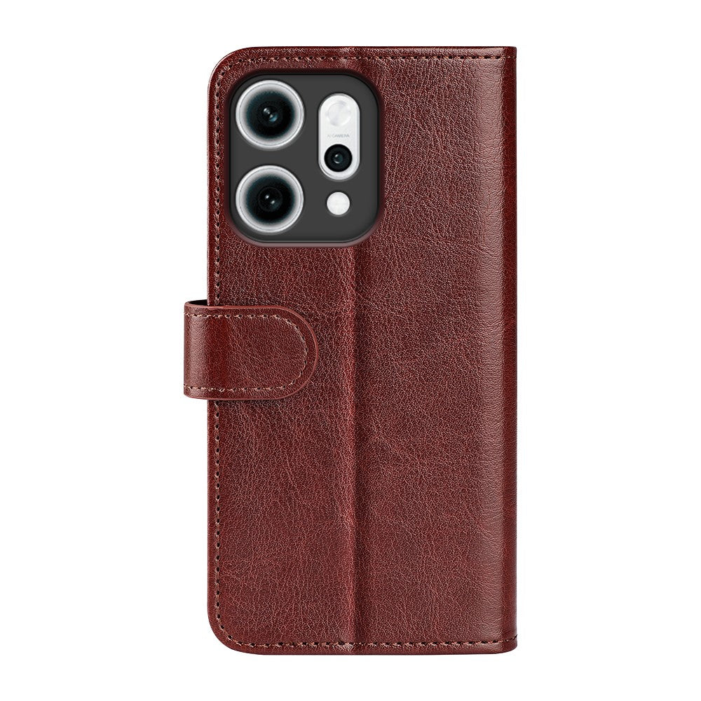 For Oppo Reno14 Pro 5G (Global) Case Crazy Horse Texture Stand Leather Phone Cover - Brown