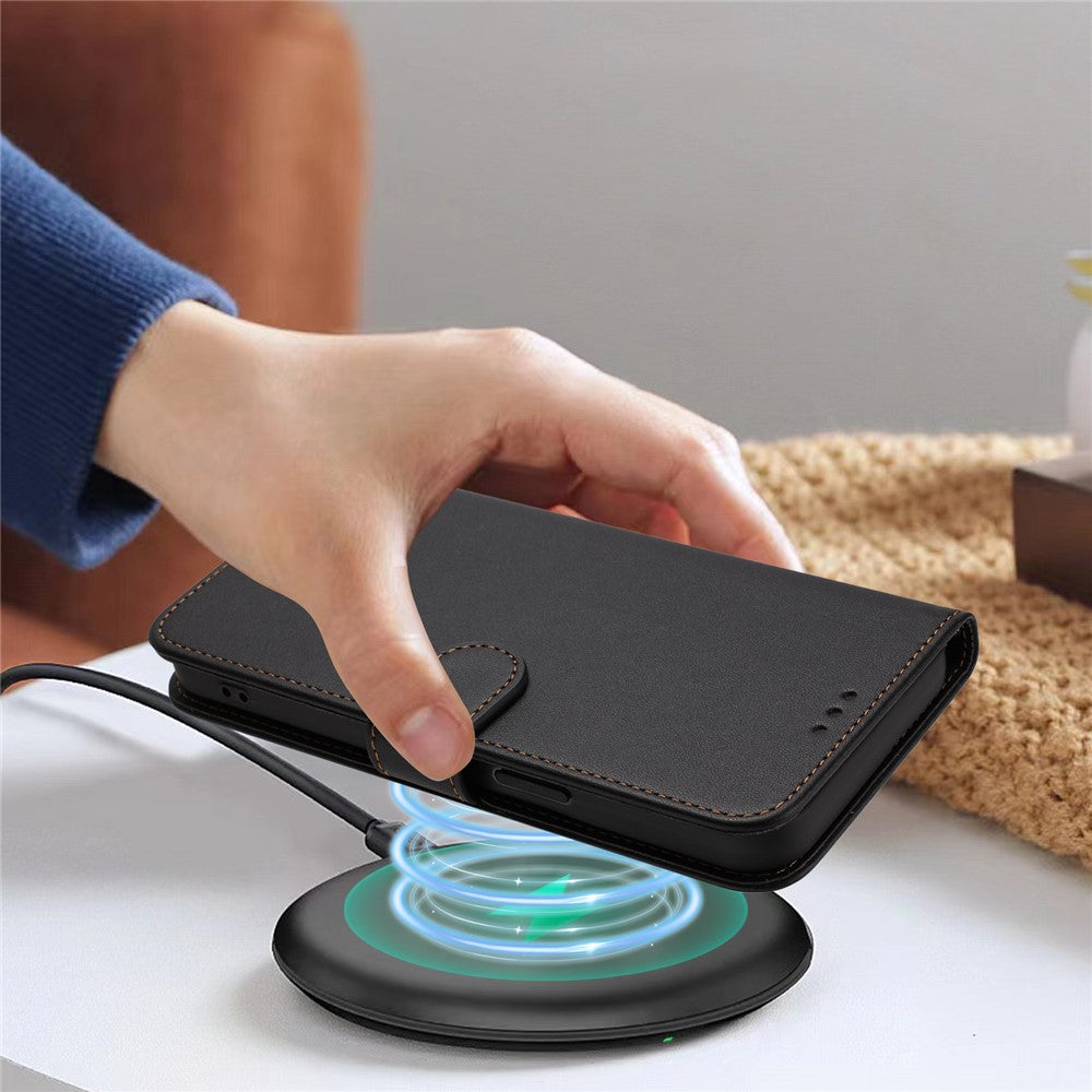 For Oppo Reno14 Pro 5G (Global) Leather Case Wallet Stand Phone Cover with Wrist Strap - Black