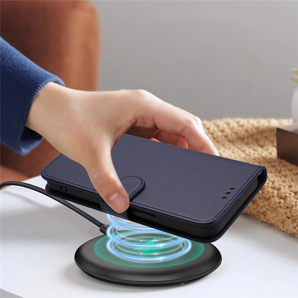 For Oppo Reno14 Pro 5G (Global) Leather Case Wallet Stand Phone Cover with Wrist Strap - Blue