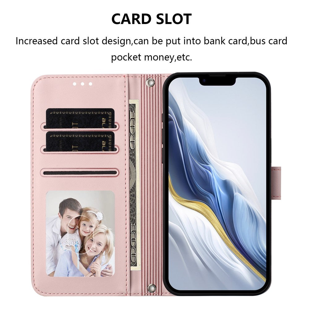For Oppo Reno14 Pro 5G (Global) Leather Case Wallet Stand Phone Cover with Wrist Strap - Pink