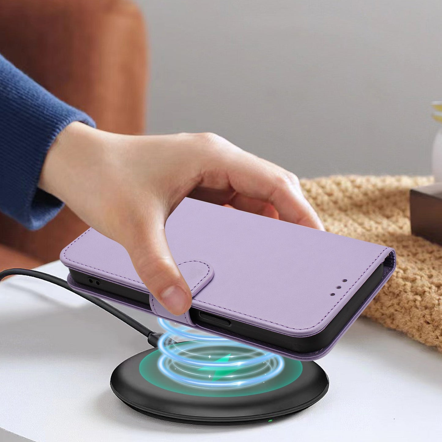 For Oppo Reno13 Pro 5G Leather Case Wallet Stand Phone Cover with Wrist Strap - Light Purple