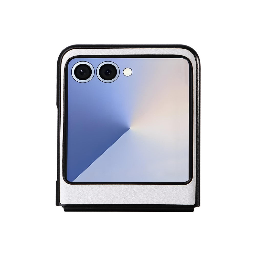 For Samsung Galaxy Z Flip7 5G Case PU Leather Hard PC Protective Phone Cover - White