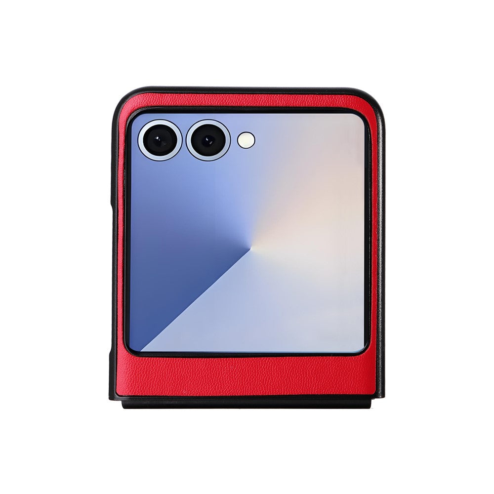 For Samsung Galaxy Z Flip7 5G Case PU Leather Hard PC Protective Phone Cover - Red