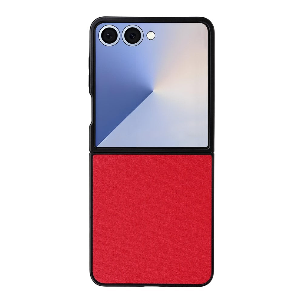 For Samsung Galaxy Z Flip7 5G Case PU Leather Hard PC Protective Phone Cover - Red