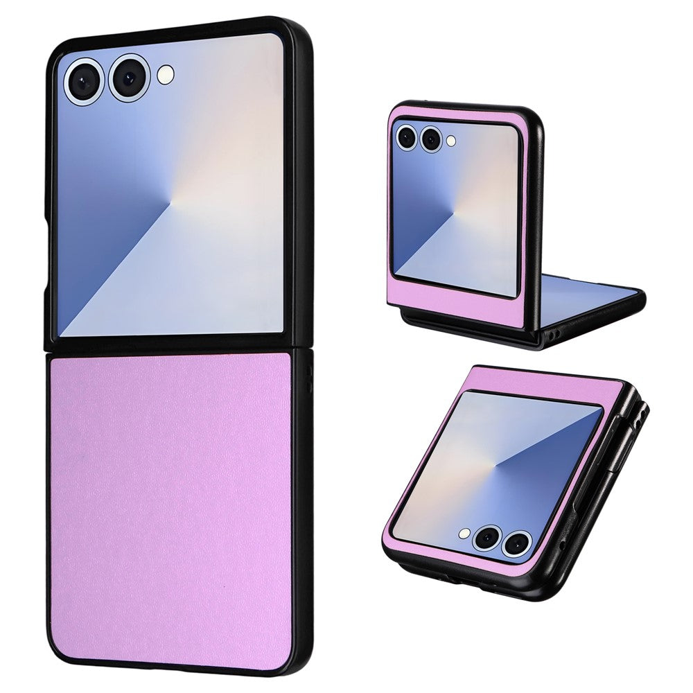 For Samsung Galaxy Z Flip7 5G Case PU Leather Hard PC Protective Phone Cover - Purple