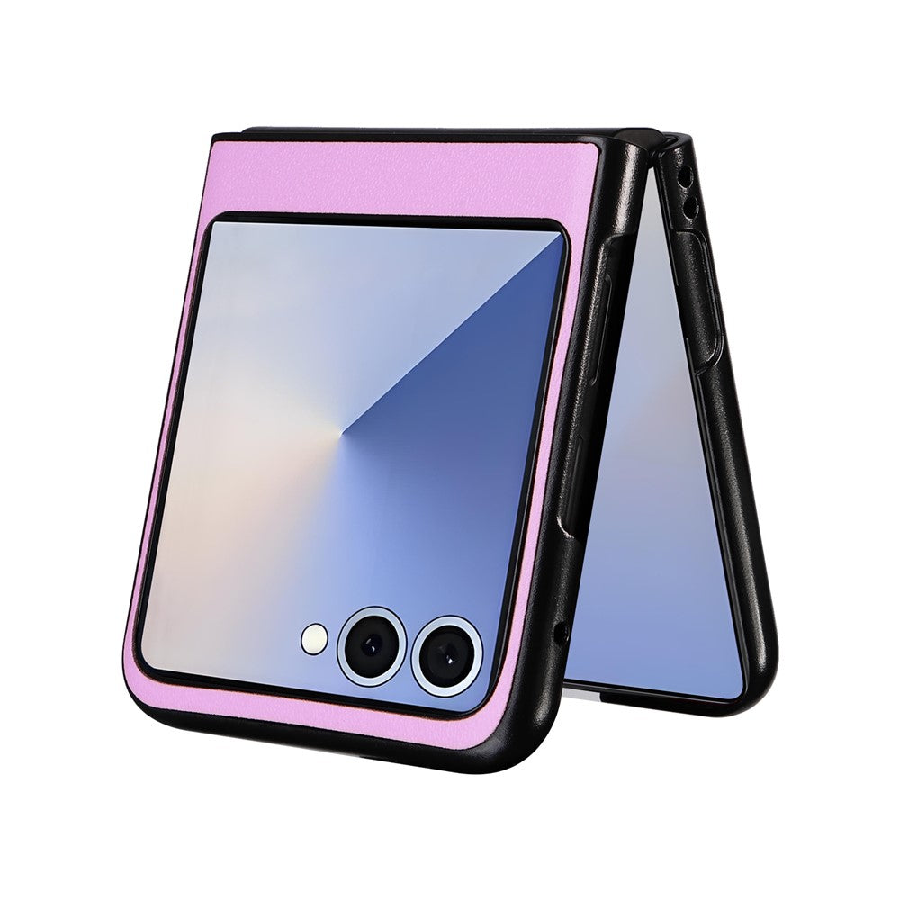 For Samsung Galaxy Z Flip7 5G Case PU Leather Hard PC Protective Phone Cover - Purple