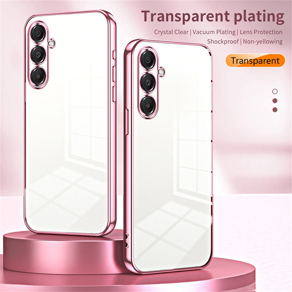 For Samsung Galaxy A17 5G Case Electroplating Frame Soft TPU Phone Cover - Transparent