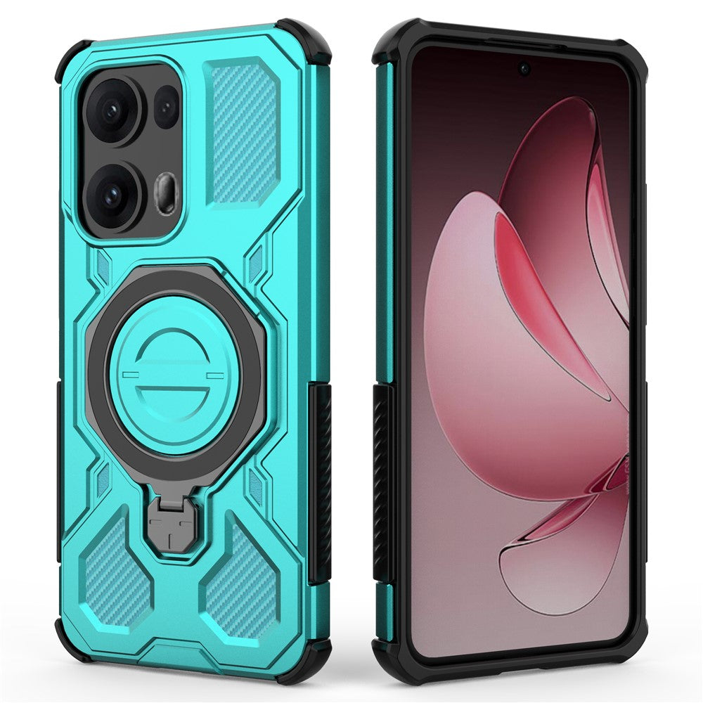 For Oppo Reno13 Pro 5G Magnetic Case Rotating Metal Kickstand PC + TPU Phone Back Cover - Baby Blue