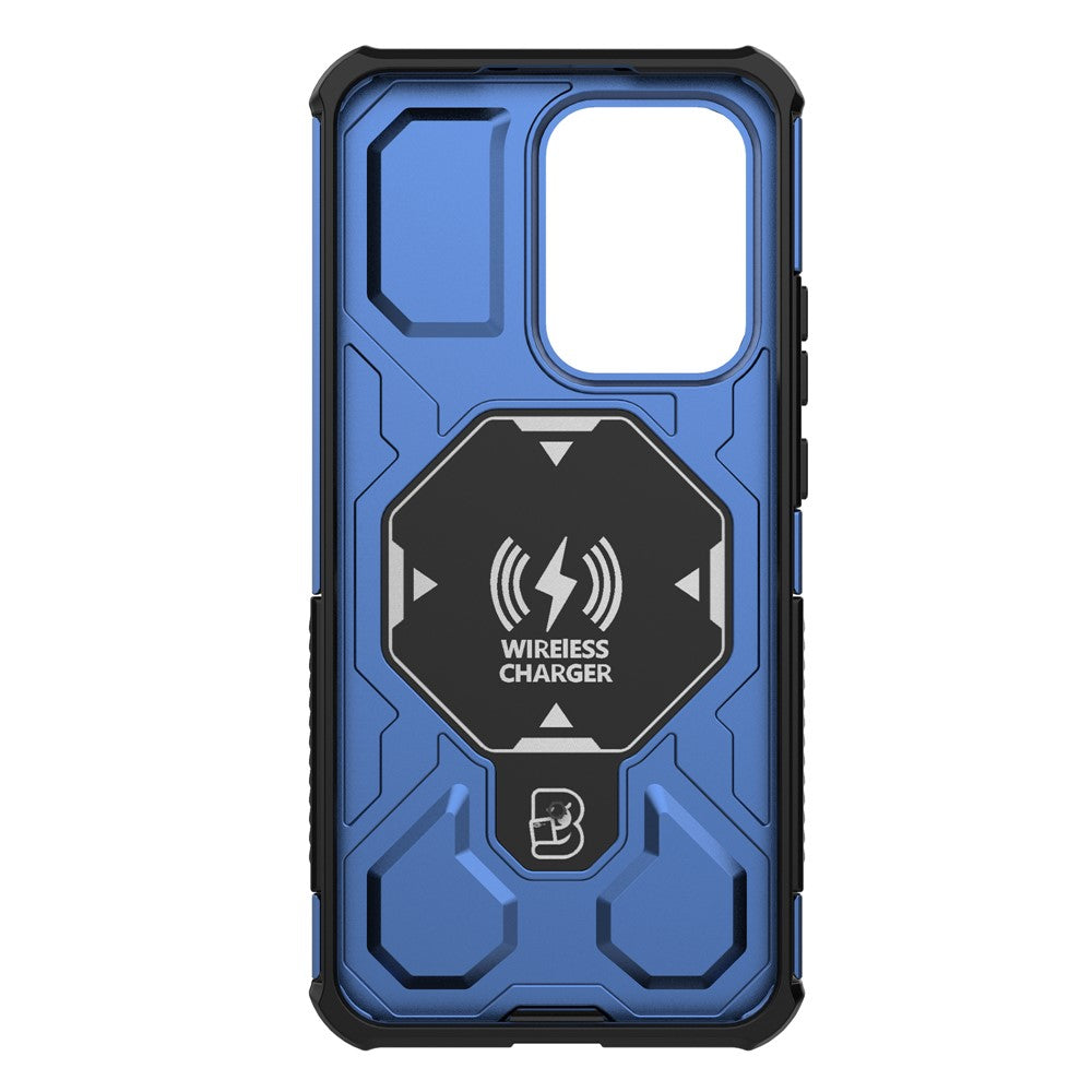 For Oppo Reno13 Pro 5G Magnetic Case Rotating Metal Kickstand PC + TPU Phone Back Cover - Dark Blue