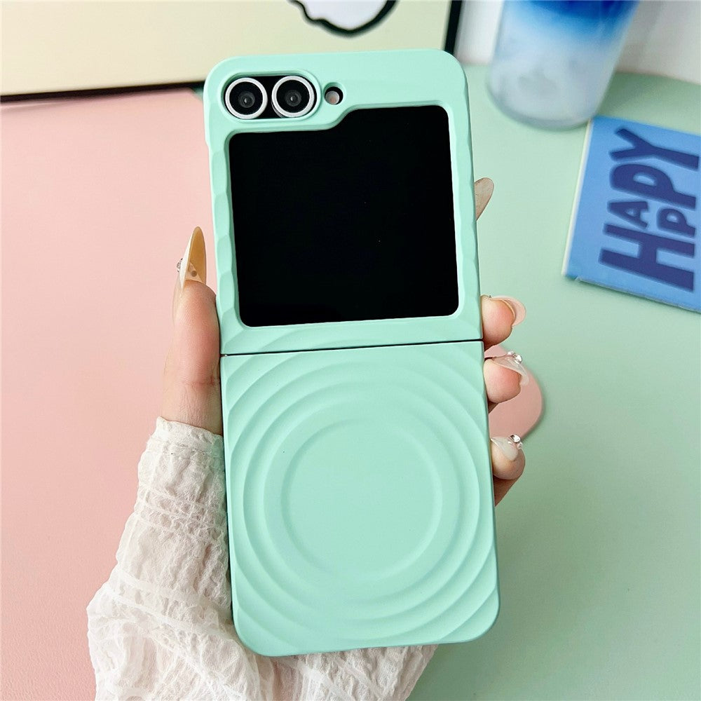 For Samsung Galaxy Z Flip7 FE 5G / Z Flip6 5G / Flip5 5G Magnetic Case Skin-Touch Wave Teature Hard PC Phone Cover - Mint Green