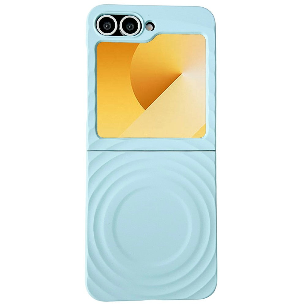 For Samsung Galaxy Z Flip7 FE 5G / Z Flip6 5G / Flip5 5G Magnetic Case Skin-Touch Wave Teature Hard PC Phone Cover - Blue