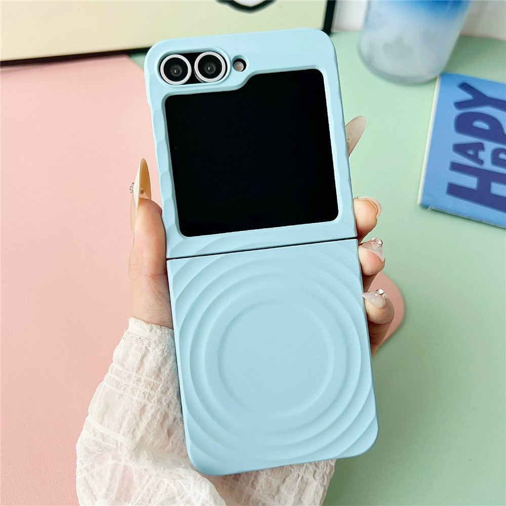 For Samsung Galaxy Z Flip7 FE 5G / Z Flip6 5G / Flip5 5G Magnetic Case Skin-Touch Wave Teature Hard PC Phone Cover - Blue