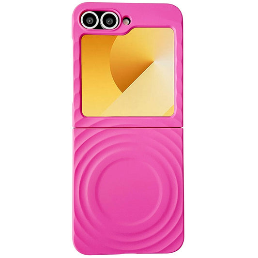 For Samsung Galaxy Z Flip7 FE 5G / Z Flip6 5G / Flip5 5G Magnetic Case Skin-Touch Wave Teature Hard PC Phone Cover - Rose