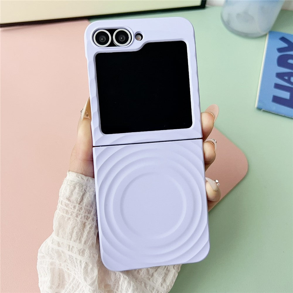 For Samsung Galaxy Z Flip7 FE 5G / Z Flip6 5G / Flip5 5G Magnetic Case Skin-Touch Wave Teature Hard PC Phone Cover - Purple