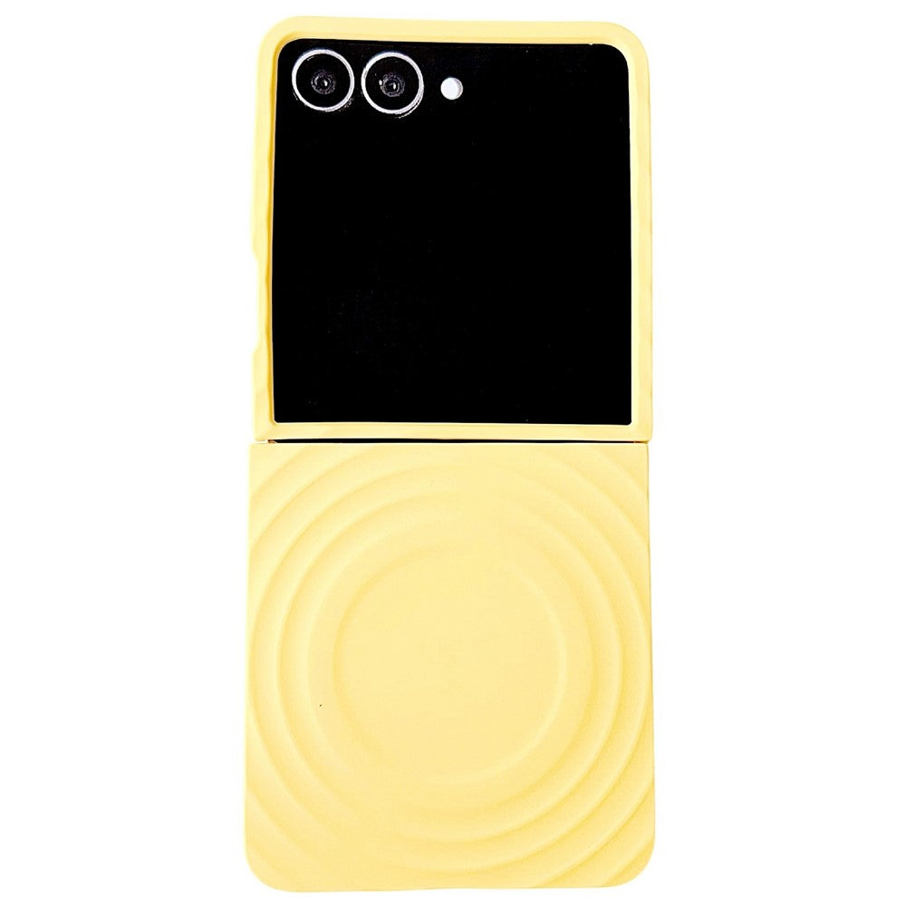 For Samsung Galaxy Z Flip7 5G Magnetic Case Skin-Touch Wave Teature Hard PC Phone Cover - Yellow