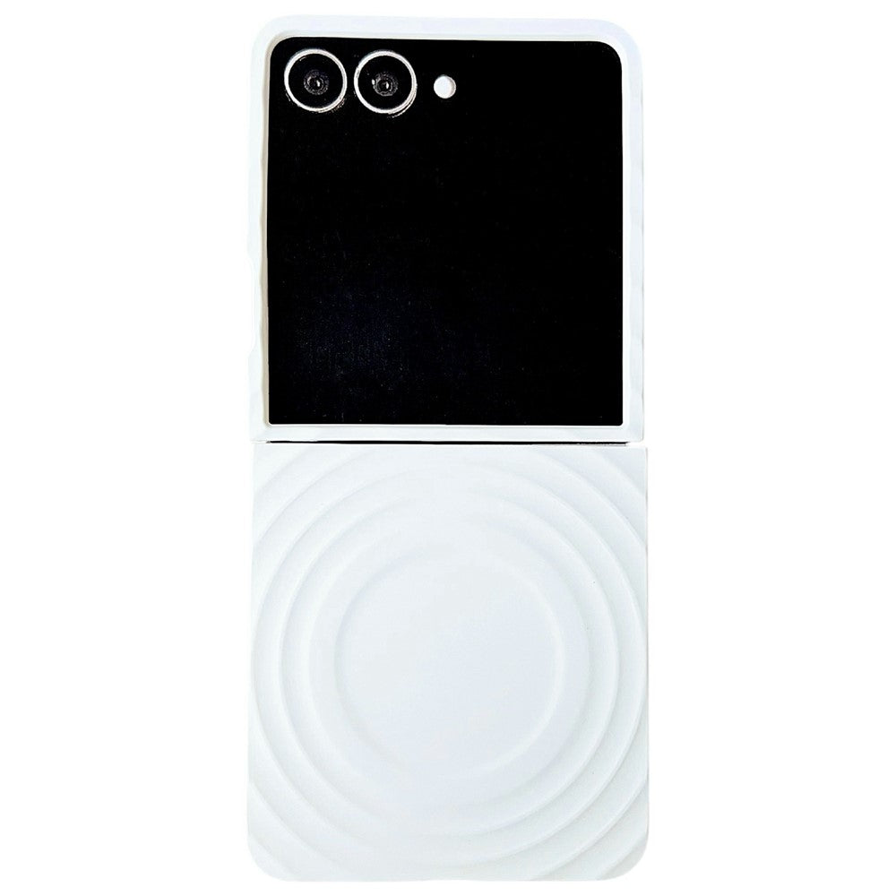For Samsung Galaxy Z Flip7 5G Magnetic Case Skin-Touch Wave Teature Hard PC Phone Cover - White