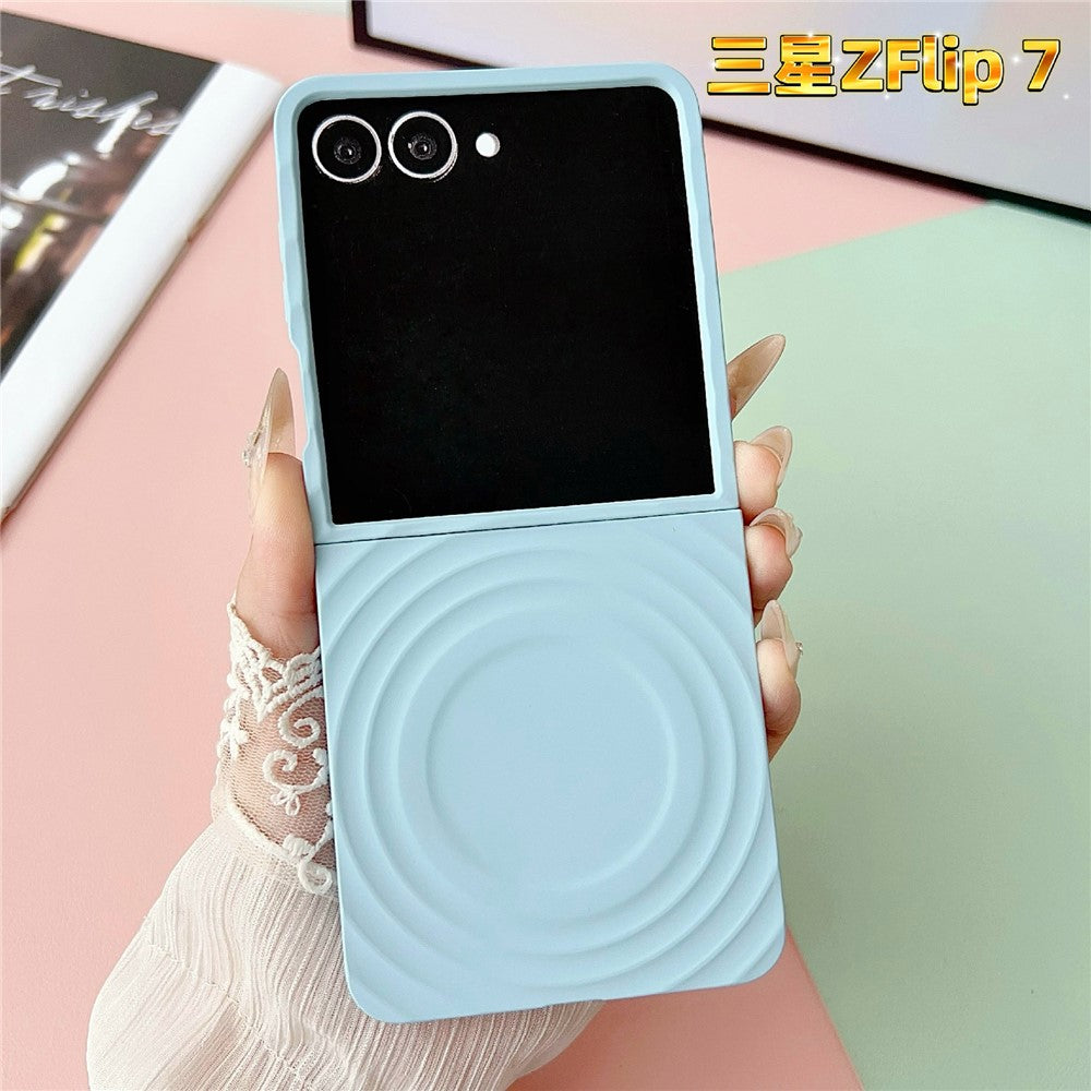 For Samsung Galaxy Z Flip7 5G Magnetic Case Skin-Touch Wave Teature Hard PC Phone Cover - Blue