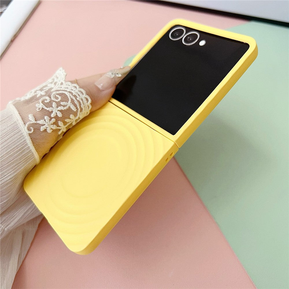 For Samsung Galaxy Z Flip7 5G Magnetic Case Skin-Touch Wave Teature Hard PC Phone Cover - Blue