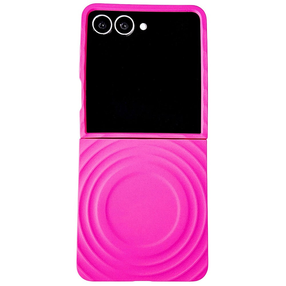 For Samsung Galaxy Z Flip7 5G Magnetic Case Skin-Touch Wave Teature Hard PC Phone Cover - Rose