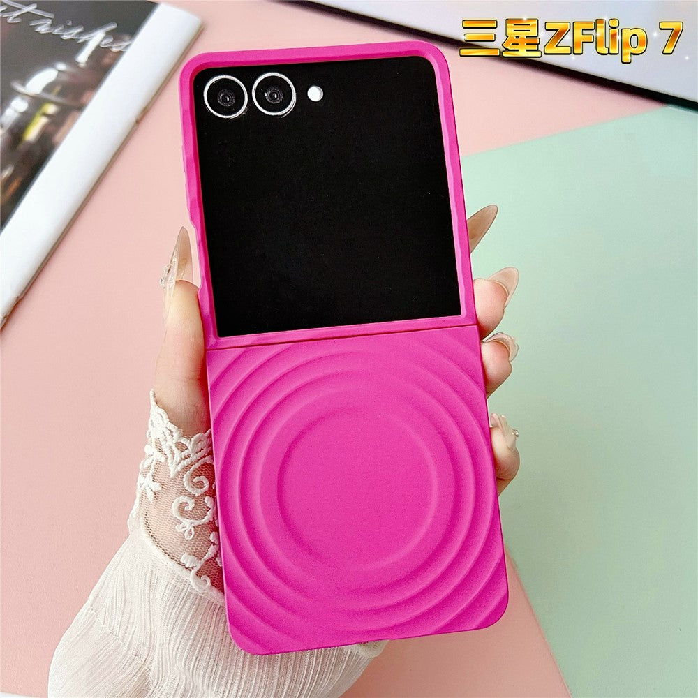 For Samsung Galaxy Z Flip7 5G Magnetic Case Skin-Touch Wave Teature Hard PC Phone Cover - Rose