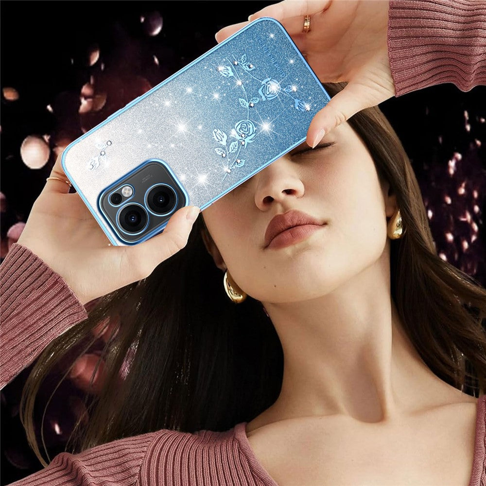 KADEM For Oppo Reno13 F 5G / 4G Case Flower TPU Flexible Gradient Phone Cover - Blue