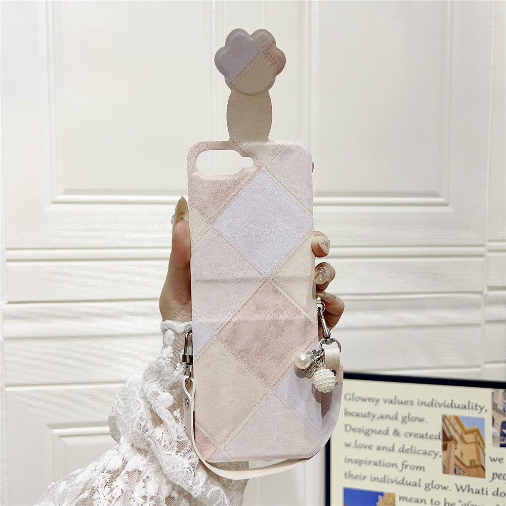 For Samsung Galaxy Z Flip7 FE 5G / Z Flip6 5G Case Retro Rhombus Cat Claw Clasp PU + PC Phone Cover with Strap - Beige