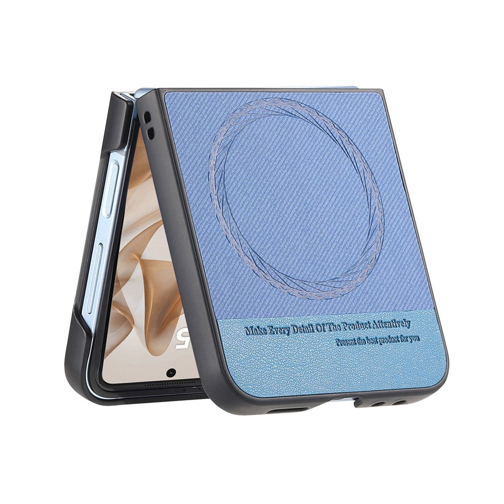 For Samsung Galaxy Z Flip7 5G Case Compatible with MagSafe Denim Texture Leather + PC Shockproof Phone Cover - Blue