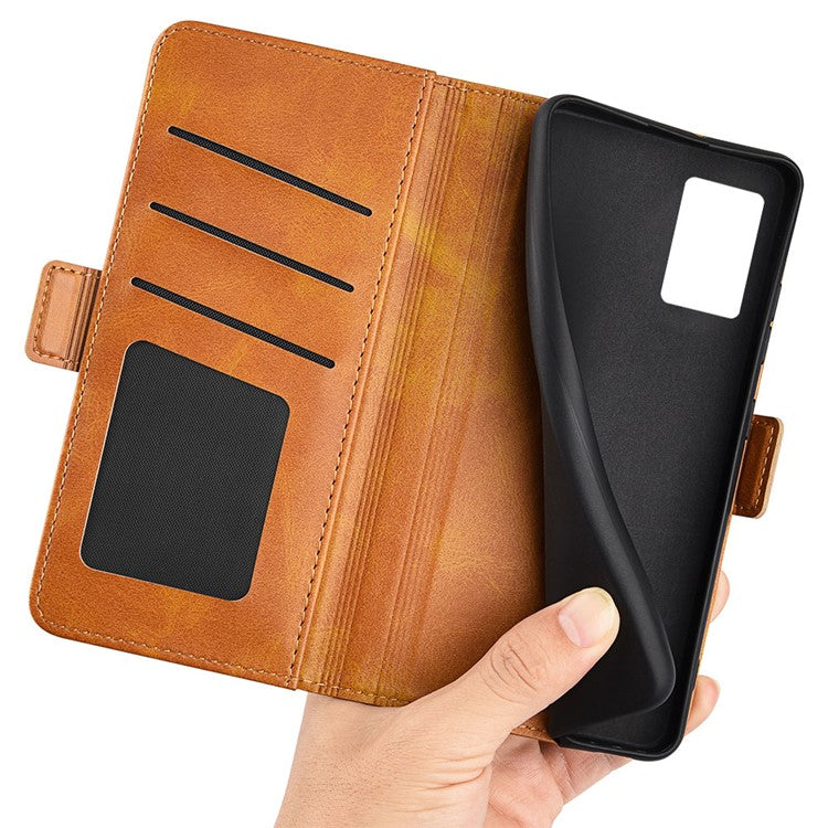 For Motorola Edge 30 Neo 5G / Edge 30 Lite Calf Texture PU Leather Phone Case Stand Function Flip Wallet Cover with Dual Magnetic Clasp - Yellow