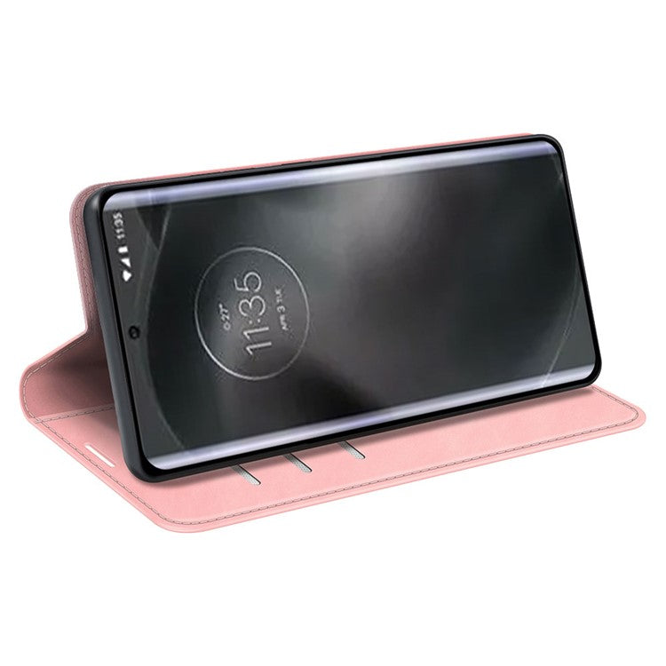 For Motorola Edge 30 Neo 5G / Edge 30 Lite Skin-touch PU Leather Flip Wallet Cover Stand Magnetic Absorption Shockproof Phone Case - Pink