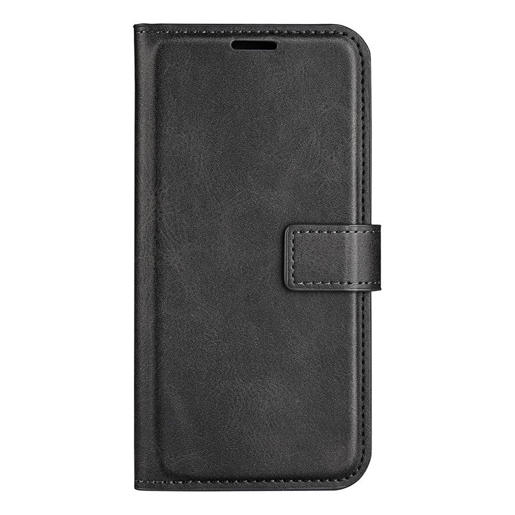 For Motorola Edge 30 Neo 5G / Edge 30 Lite Calf Textured PU Leather Flip Phone Case Square Magnetic Clasp Stand Wallet Shockproof Folio Cover - Black