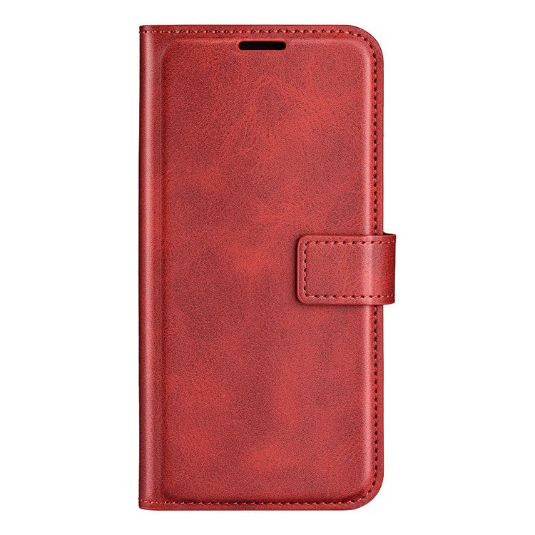 For Motorola Edge 30 Neo 5G / Edge 30 Lite Calf Textured PU Leather Flip Phone Case Square Magnetic Clasp Stand Wallet Shockproof Folio Cover - Red