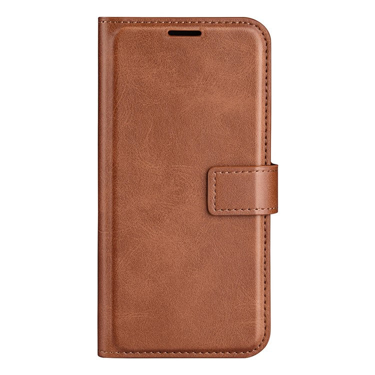 For Motorola Edge 30 Neo 5G / Edge 30 Lite Calf Textured PU Leather Flip Phone Case Square Magnetic Clasp Stand Wallet Shockproof Folio Cover - Light Brown