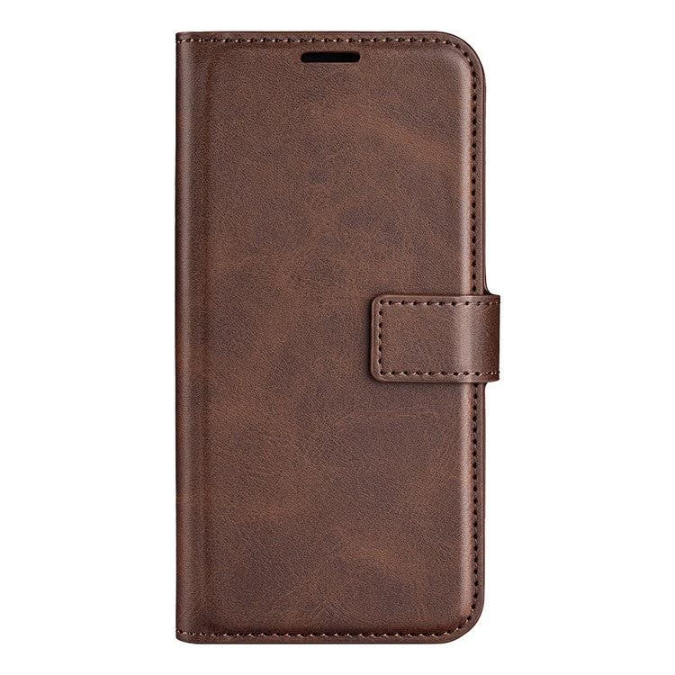 For Motorola Edge 30 Neo 5G / Edge 30 Lite Calf Textured PU Leather Flip Phone Case Square Magnetic Clasp Stand Wallet Shockproof Folio Cover  - Brown