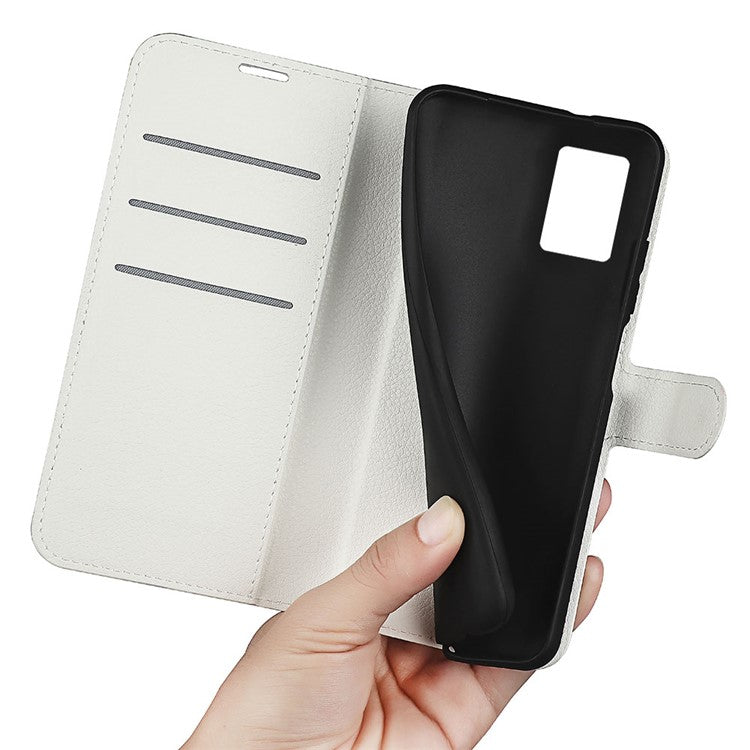 For Motorola Edge 30 Neo 5G / Edge 30 Lite Litchi Texture PU Leather Phone Case Folding Stand Magnetic Closure Wallet Flip Cover - White