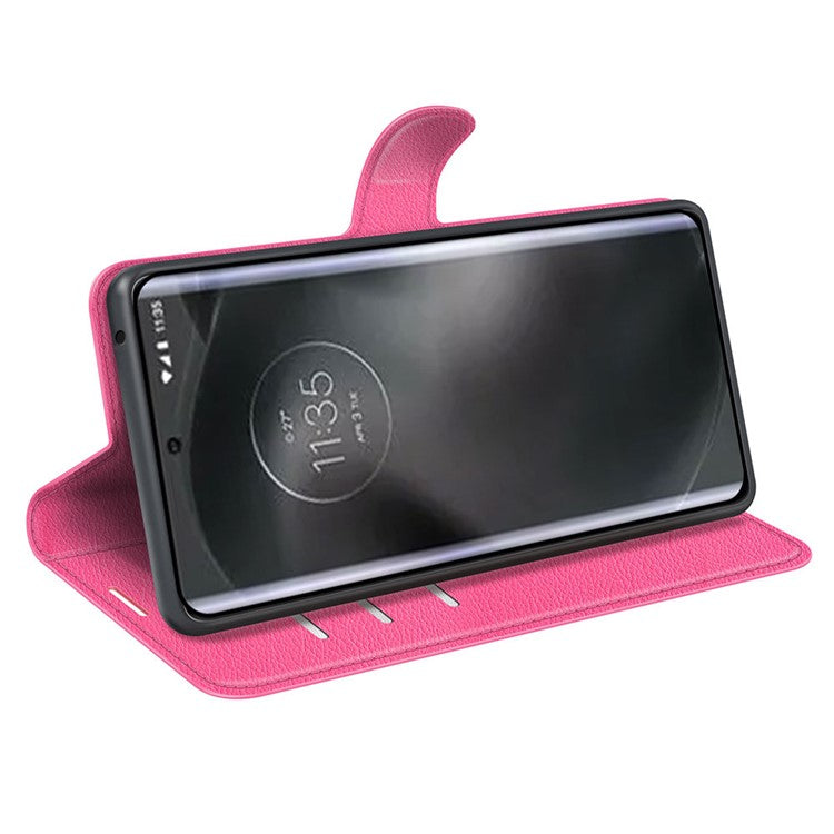 For Motorola Edge 30 Neo 5G / Edge 30 Lite Litchi Texture PU Leather Phone Case Folding Stand Magnetic Closure Wallet Flip Cover - Rose