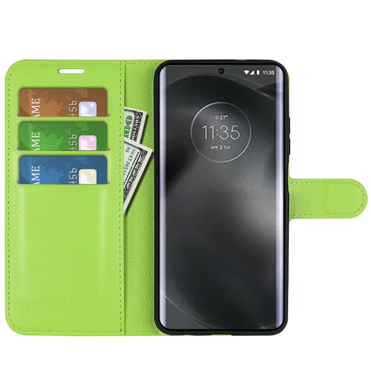 For Motorola Edge 30 Neo 5G / Edge 30 Lite Litchi Texture PU Leather Phone Case Folding Stand Magnetic Closure Wallet Flip Cover - Green