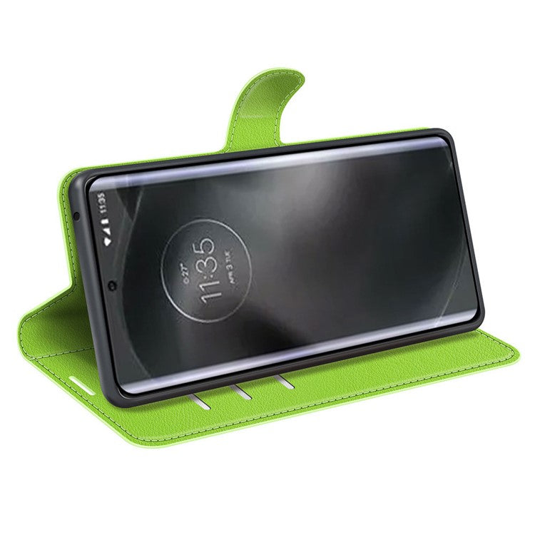 For Motorola Edge 30 Neo 5G / Edge 30 Lite Litchi Texture PU Leather Phone Case Folding Stand Magnetic Closure Wallet Flip Cover - Green