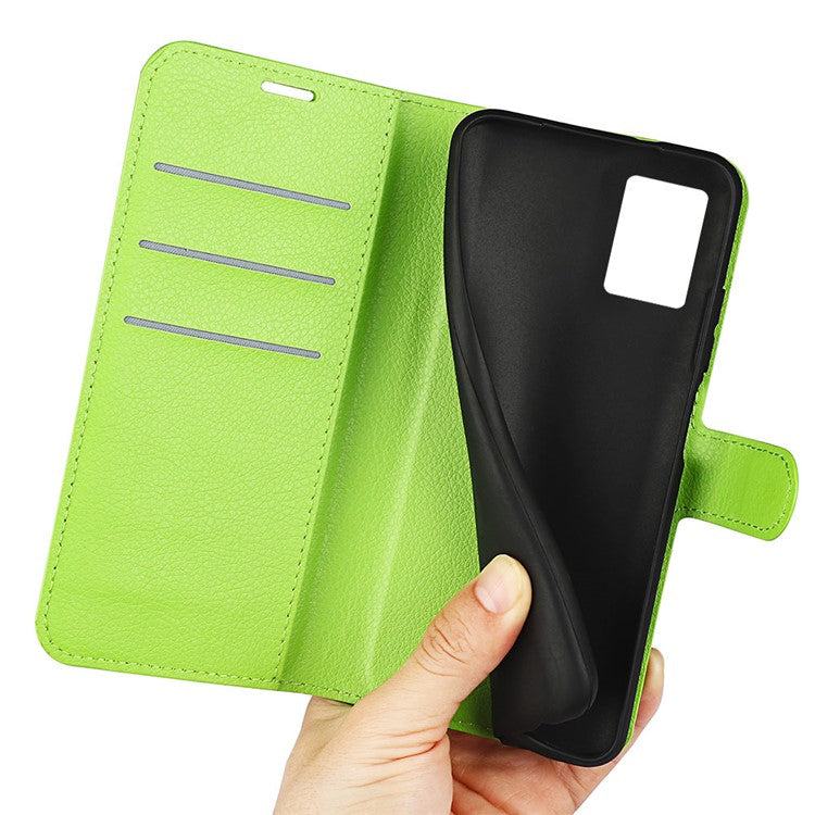 For Motorola Edge 30 Neo 5G / Edge 30 Lite Litchi Texture PU Leather Phone Case Folding Stand Magnetic Closure Wallet Flip Cover - Green