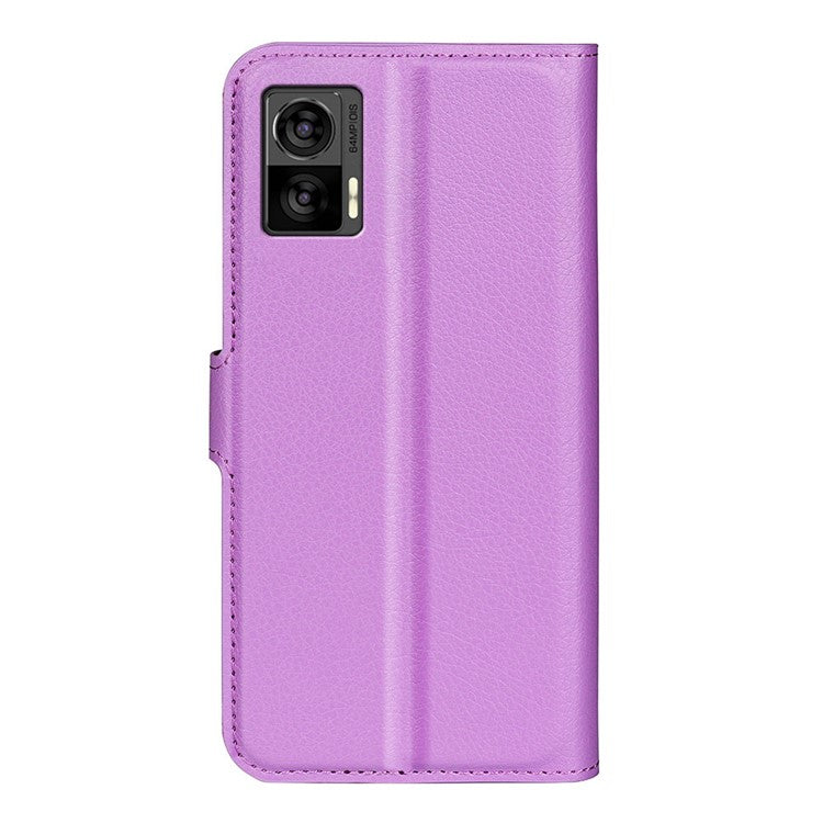 For Motorola Edge 30 Neo 5G / Edge 30 Lite Litchi Texture PU Leather Phone Case Folding Stand Magnetic Closure Wallet Flip Cover - Purple