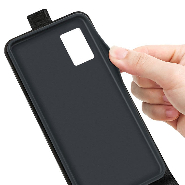 For Motorola Edge 30 Neo 5G / Edge 30 Lite PU Leather Vertical Flip Phone Case Crazy Horse Texture Card Holder Dual Magnetic Clasp Protective Cover - Black