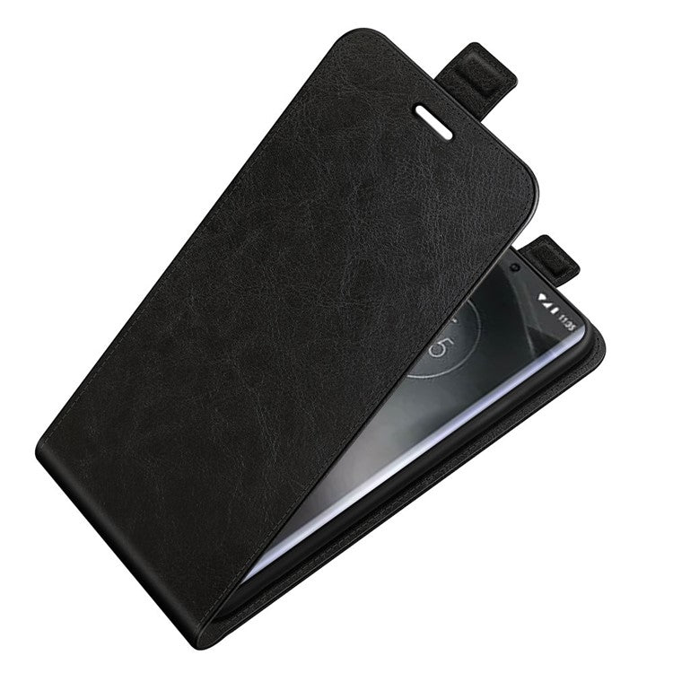For Motorola Edge 30 Neo 5G / Edge 30 Lite PU Leather Vertical Flip Phone Case Crazy Horse Texture Card Holder Dual Magnetic Clasp Protective Cover - Black