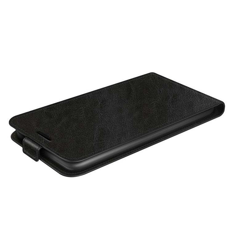 For Motorola Edge 30 Neo 5G / Edge 30 Lite PU Leather Vertical Flip Phone Case Crazy Horse Texture Card Holder Dual Magnetic Clasp Protective Cover - Black