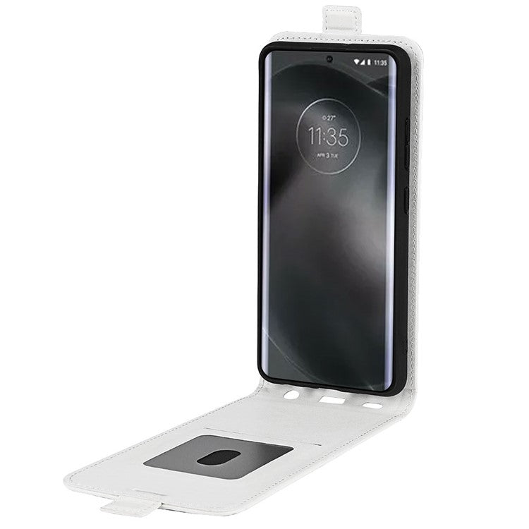 For Motorola Edge 30 Neo 5G / Edge 30 Lite PU Leather Vertical Flip Phone Case Crazy Horse Texture Card Holder Dual Magnetic Clasp Protective Cover - White
