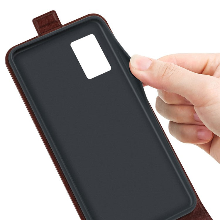 For Motorola Edge 30 Neo 5G / Edge 30 Lite PU Leather Vertical Flip Phone Case Crazy Horse Texture Card Holder Dual Magnetic Clasp Protective Cover - Brown